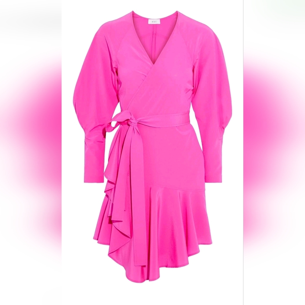 A.L.C. Vibrant Pink Long Sleeve Dress - Picture 3 of 4
